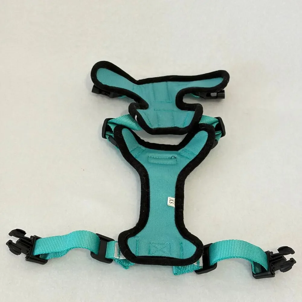 Dog Harness XS Toy Size Teal Black Adjustable Buckle Padded Comfort Harness